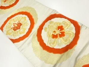 アンティーク　花鳥模様刺繍袋帯(材料)